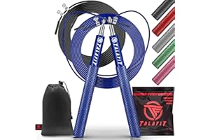 Corde à sauter professionnelle TALAFIT | Corde à sauter réglable | Corde à sauter de boxe | Corde à sauter avec roulements à grande vitesse de rotation | Housse incluse