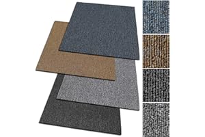 CASA PURA Designerskie płytki dywanowe Moskwa, 50 x 50 cm, samoprzylepne, wytrzymały dywan wykładzina podłogowa z wysokiej jakości runem pętelkowym, antystatyczne, z bitumicznym spodem (1 sztuka – 50 x 50 cm, jasnoszary)