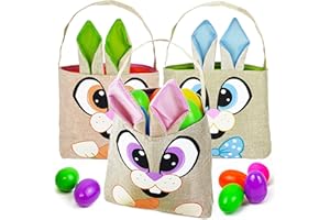 ‎JOYIN JOYIN 3 Pcs Osterhasen Geschenktüten aus Segeltuch für die Ostereiersuche, Oster Korb, Ostergeschenke kinder Geschenktüten zum befüllen mit Griffen, Oster-Kinder-Partyzubehör