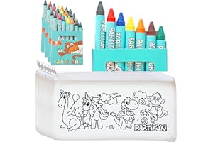 Partituki 40 Color Your Own Party Bags and 40 Sets of 7 Coloured Crayons Waxes. With CE Certificate of Non-Toxicity. Kids Birthday Party Favours