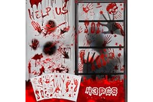 YULARA Halloween Deko Gruselig Fensterbilder Fensterdeko: Horror Halloween Deko Fenster Sticker Outdoor Garden Haunted House Party Deko, Halloween Zombie Poster Haustür Wand Dekoration Blutige Aufkleber