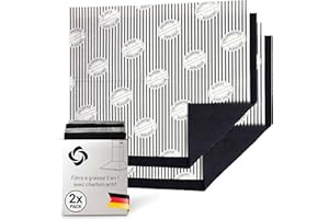 FilterBase® Filtre à charbon actif pour hotte aspirante | Lot de 2 | Filtre à graisse plat + filtre à charbon pour hotte aspirante | Tapis découpable 57x47 cm