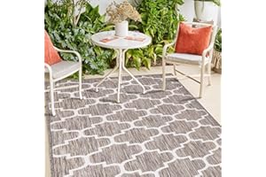 payé Outdoor Teppich Wetterfest - 200x200cm - Beige Weiß - Netz Raute - Teppiche für Terrasse Balkon Garten Indoor