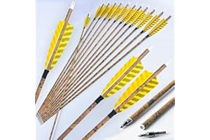 AMEYXGS Camo Carbon Flèche 30 Pouces Pratique Chasse Flèche Spine 500 avec 4 Pouces de Plumes Turquie pour Arc Traditionnel recurve Arc à poulies
