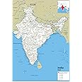 Road Map of India - Size A2-59.4 x 42cm - Paper Laminated