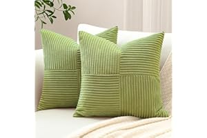 Sungeek Zestaw 2 dekoracyjnych poszewek na poduszki, 45 x 45 cm, miękkie, sztruksowe, w paski krzyżowe, patchwork, teksturowane, jednokolorowe, kwadratowe poszewki na poduszki dekoracyjne na sofę