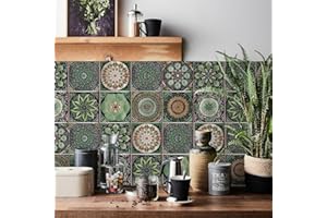 HORIWE Fliesenaufkleber Mosaik Wandfliese Aufkleber 24 Stück PVC Fliesensticker Fliesen Marokko Selbstklebende Tapete Wasserdicht Wandaufkleber für Küche,Schrank,Möbel,Tisch