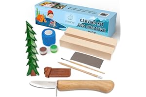 BeaverCraft Holzschnitzset für Kinder & Anfänger DIY 08 - Schnitzmesser Set & Holzrohling - Holz Schnitzwerkzeug mit Linde Holz-Blöcken, Holzbearbeitung für Kinder Hobbykits für Jungen DIY-Geschenke