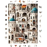WePuzzleUp Ahşap Puzzle Yetişkin - Labirent Evler - 450 Par&ccedil;a, 29 x 39 cm - Yapıştırıcı Folyo Dahil - Benzersiz Şekilli Par&ccedil;a