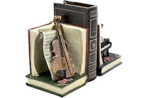 BELLAA Schwarz Big 18,8 cm Paar Gitarre Violine Musik Hohe Note rutschfeste Bibliothek Schule Office Home Studie Metall Buchstützen Buchstütze Book Art Küche Regal Buchstützen Geschenk ideal