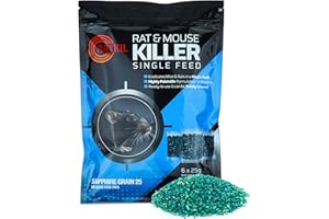 RatKil Rat Poison (6 x25g) Rat Bait & Mouse Poison Grain - Strongest Maximum Strength Rodent Killer - Fast Acting, All Weather, Single Feed Bait Sachets