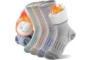 Anlisim Merino Wandersocken für Kinder Mädchen Jungen Wolle Socken Dicke Thermosocken Warme Sportsocken Trekking Wintersocken Kindersocken 4 Paare