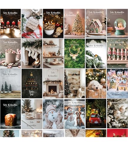 Produktbild von 100er Weihnachtskarten-Set „WEIHNACHTEN“ – Brillanter Bilderdruck, UV-lackiert, Perfekt Für Firmen