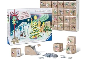 Ravensburger Puzzle-Adventskalender 12004246-24 Weihnachtspuzzle mit je 54 Teilen, alle 24 Motive können nach Belieben aneinander gepuzzelt werden, für Erwachsene und Kinder ab 12 Jahren