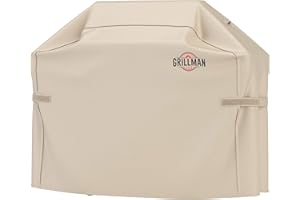Grillman Grill Cover, Gas BBQ Cover fits Weber BBQ, Brinkmann, Char Broil, Outback and more - Large BBQ Cover Waterproof, Heavy Duty, Windproof, Rip-Proof, UV Resistant (132 L x 66 W x 109 H cm, Tan)