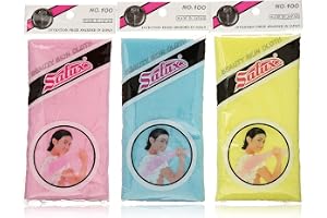 Salux nylon japansk skönhet hud badtvättduk/handduk (3) blå gul och
