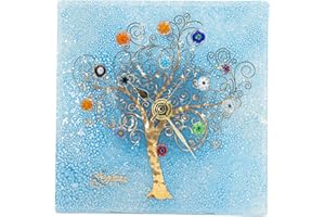 Sospiri Venezia Reloj de Mesa Cristal Murano Mecanismo Silencioso Decorado Murrine y Hoja de Oro Idea Regalo Hecho a Mano Made Italy (14x14)