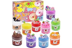 HTGWCG Slime Kit,10 Pièces Kit Slime Fluffy pour Enfants, Mini kit de Slime de Bricolage, Super Extensible et Non Collant pour Soulager Le Stress, Anniversaire Noël Cadeau pour Filles et Garçons