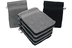 Betz Lot de 10 Gants de Toilette Taille 16x21 cm 100% Coton Premium Couleur Gris Anthracite, Noir