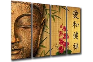 CUADROS CÁMARA Tableau Moderne Photographique, Impression sur bois, Bouddha, Bouddha, Relaxation, Zen, Méditation, Relaxation, 131 x 62 cm, ref. 26066