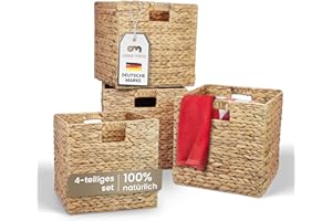 Casa Mina® Aufbewahrungskorb geflochten ideal für alle Regale I Nachhaltiger Seegras Korb geflochten aus Naturmaterial I Flechtkorb mit Griffen I Pflegeleichter, modern geflochtener Korb 31x31x31cm