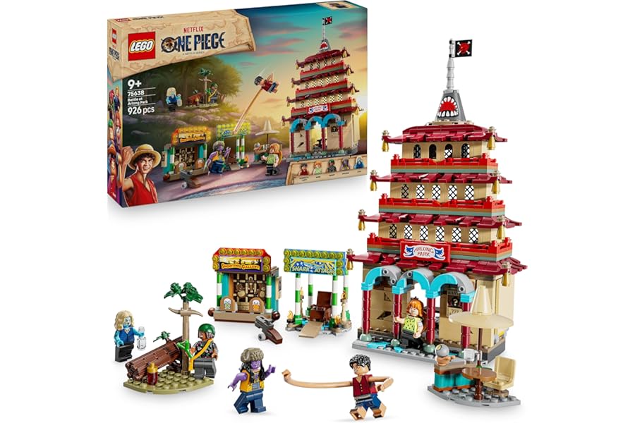 LEGO ONE PIECE Battaglia ad Arlong Park - Giocattolo Interattivo con 5 Minifigure tra cui Luffy e Nami, e una Pagoda che Crolla - Regalo per Bambini, Bambine e Fan degli Anime da 9 Anni in su - 75638