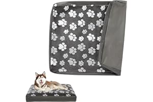 BALAPET Dog Bed Covers,Waterproof Dog Bed Cover Pet Bed Cover with Lovely Dog Paw Print and Double-Sided Usable Design,Replacement Machine Washable, Cover Only(Dark Gray,40 * 30 * 4in)