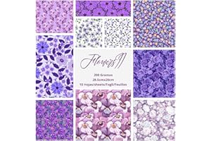 ASENME Pacchetto Scrapbooking, formato A4 - 200 grammi, formato A4 Carta decorata (Fiori 2, 10 unità)