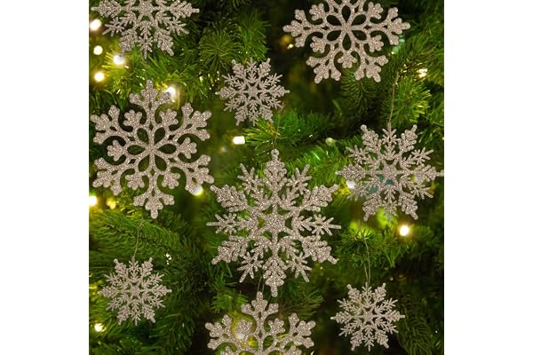 36 st jul champagne guld snöflinga ornament plast glitter snöflingor ornament för vinter julgransdekorationer storlek varierar hantverk snöflingor