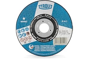 TYROLIT 223020 - 2 in 1 cutting disc for steel and stainless steel - angle grinder disc 100mm x 2.5 x 16 - metal cutting discs for metal sheets, profiles, pipes, rods & solid material