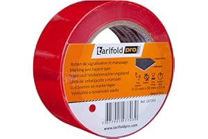 Djois by Tarifold 197703 - Cinta Adhesiva Suelo, Señalización Temporal, Seguridad, Suelo liso, color Rojo- Rollo