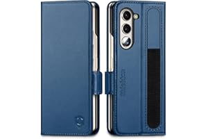 SHIELDON Cover Compatibile con Galaxy Z Fold 5 5G, Custodia Portafoglio Vera Pelle con [Cavalletto][Blocco RFID][Slot Schede] Flip Caso Magnetico Antiurto Cover per Galaxy Z Fold5, Blu Reale