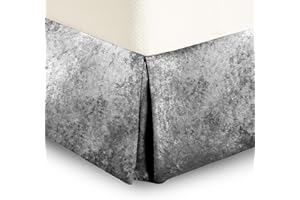 Intimates Crushed Velvet Bed Valance Premium Bedroom Collection (Silver, Single)