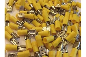 L.K.S CONNECTIONS 6.3 yellow terminal crimp connector push on female spade crimps 25 50 100 pack (50)