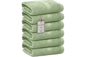 HomeBurg Luxe set med 6 handdukar – mjuk bomull, hög absorptionsförmåga, snabbtorkande, lättskötta, 40×70 cm, Salviagrön