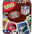 Mattel Games UNO NFL Card Game for Kids & Adults, Travel Game with NFL Team Logos & Special Rule in Storage Tin Box (Amazon Exclusive)