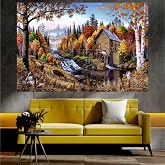 HOMEARTHS Sonbahar ve Doğa Temalı Sanatsal Dekoratif Duvar Tablosu (70x100 cm)