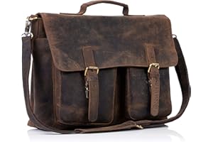 KomalC Sacoche en cuir de 18 pouces pour ordinateur portable - Pour homme et femme - Pour bureau, école, université