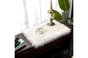 ‎TEPPICH WÖLKCHEN Teppich Wölkchen Schaffell Lammfell Imitat Fellteppich Kunstfell Teppich Waschbar - Flauschiger Teppich Wohnzimmer, Bettvorleger Schlafzimmer - Weiss - 40x60 cm