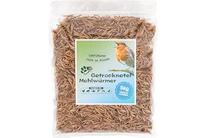 Getrocknete Mehlwürmer 32L (5kg) – Premium Insektensnack für Wildvögel, Igel, Fische & Reptilien – Hochwertiges Ganzjahresfutter mit hohem Proteingehalt für draußen – Blumixx Jan-Pet Premium