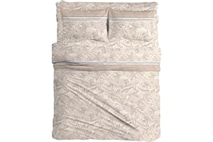 CLARA HOME MILANO Clara Home Set Lenzuola, Completo Letto in Puro Cotone, Fantasie Moderne (Print Tortora, 1 Piazza e Mezza)