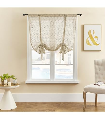 Rideau Romain En Tulle Blanc SIMPVALE - Dentelle Translucide, Passe-tringle, 80 X 120 Cm Pour Salon Ou Chambre