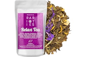 HORTIA RELAX TEA | Tisana Rilassante a base di Fiori di Camomilla, Valeriana ed Ortica | Contro Ansia e Stress per Dormire Meglio | Confezione Regalo Salva Aroma | Gusto Cocco e Lime