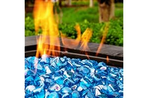 Chilli Cosmos Fire Glass Diamond 1 Inch Fire Pit Glass Rocks for Gas Fire Pit or Propane Fireplace 4.5 kg Margarita Azura Blue