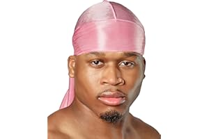 SHYNEDURAGS SHYNE Silky Durag – Rosa | Perfekt für Waves, Zöpfe und Locken | Premium Silk Du Rags für Männer und Frauen | Langer Schwanz | Ultraweicher und knitterfreier Satin | Black Owned Business