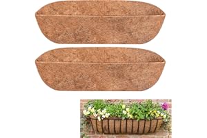 FORMIZON Wall-mounted Coco Liner Trough, 2 Pcs 24 Inch Hanging Basket Coco Liner, Outdoor Planter Liners, Natural Plant Fibres Liner, Coconut Fiber Planter Liners For Hanging Baskets, Window Box