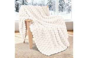 Whale Flotilla Throw Blanket for Sofa with Expanded 3D-Jacquard Pattern, 130X150 CM Fuzzy Soft Cozy Exquisite Blankets or All Season, Warm and Fluffy, Ivory