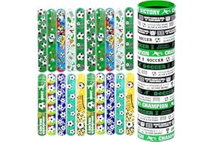 BOZILY 40Pcs Football Slap Bracelets + Silicone Wristbands for Kids,Football Slap Bands Snap Bracelets Bands Wristbands, Football Party Bag Fillers for Boys Girls Birthday Gifts Football Party Supplies