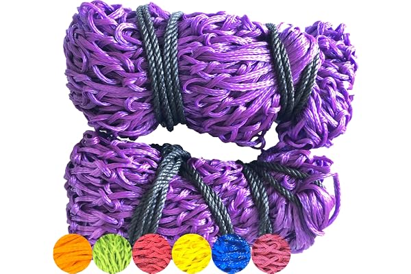 Lot de 2 filets à foin pour chevaux - Filet d'équitation avec trous en maille extra solides pour chevaux gourmands - Accessoires pour chevaux - Filet à foin pour foin et trempage de balle de foin