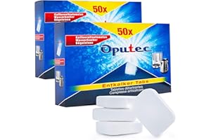 100x Oputec Pastillas descalcificadoras para máquinas de café y espresso: Pastillas descalcificadoras/pastillas de descalcificación - De aplicación universal: Jura, Senseo, Siemens, Tassimo, Delonghi